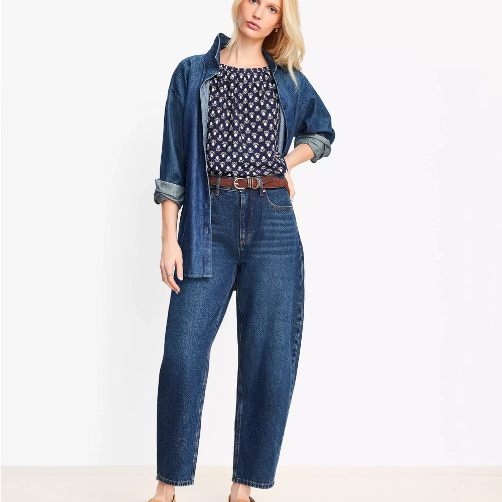 The Loft Barrel Relaxed Fit Classic Blue Women's Jeans Size 6